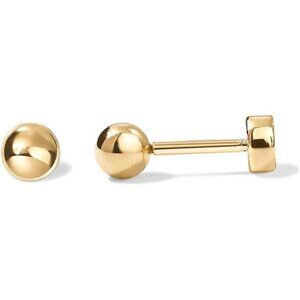 14K Gold Plated Solid 925 Sterling Silver Post Ball Stud Flat Back Gold Plated